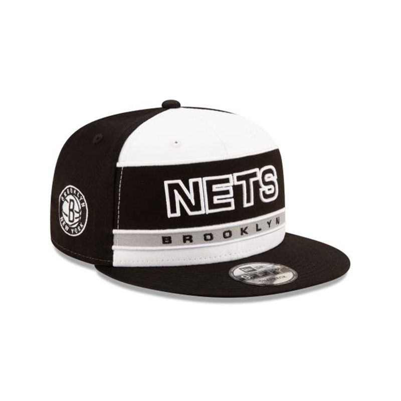 NBA Brooklyn Nets Stripe 9Fifty Snapback (KRU4600) - Black New Era Caps